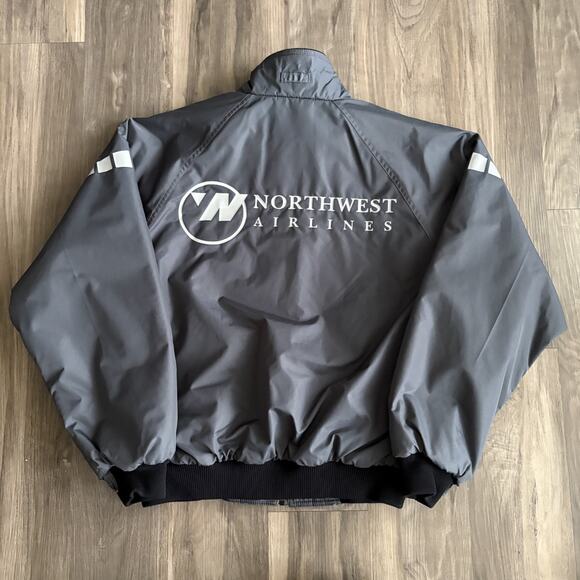 Northwest Airlines Jacket Men's Size M Gray Reflective Ground Crew Mechanics - Picture 2 of 6